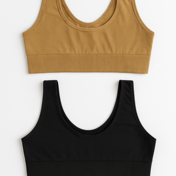 Women's Lycra Sports Bra Set – Black & Skin | Ideal for Gym, Yoga & Daily Comfort (Pack of 2)