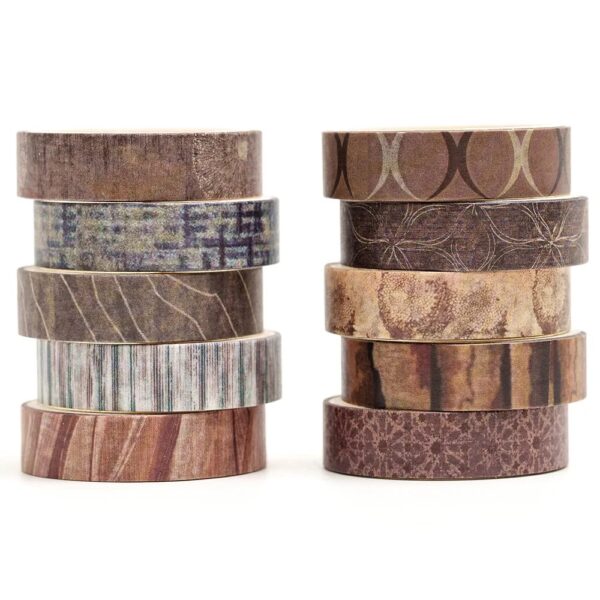 Songdao 10 Rolls Fantasy Washi Tape Set Texture Arts Adhesive Tapes Basic Patterns Decorative Masking Tape Sets for Craft, Kids, Scrapbook, DIY, Gift Wrapping (Style Four)